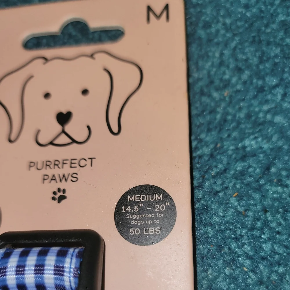 Bath & Body Works Blue Gingham Dog Collar Size Medium Preppy Puppy Purrfect Paws